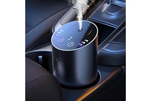 Pandakarias Waterless Car Diffuser, Scent Diffuser for Essential Oils, Smart Car Air Freshener, Wireless and Rechargeable with Large Battery, Aluminum Alloy, Black