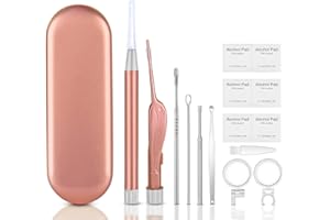 Vicloon Nettoyant Oreille,15PCS Lumière LED Earpick Otoscope Oreille avec la Lumière Boîte de Stockage Convient Aux enfants et Aux Adultes pour le Nettoyage D'oreille