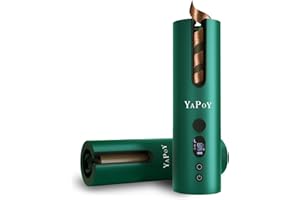 YAPOY Schnurlose Automatischer Lockenstab Wiederaufladbar Automatischer Lockenwickler mit 5 Temperaturen & Timer Wärmeisolationskammer LCD-Bildschirm Geeignet für kurzes und langes Haarstyling - Grün