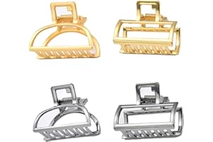 JHXHHTHONGTONG 4 Piezas Pinzas para el Pelo Clip de Garra de Pelo de Metálicas Antideslizantes Clips de Garra de Pelo Clips de Garra pelo Pequeña Hebillas de Pelo para el Cabello para Mujeres (Oro/plata)