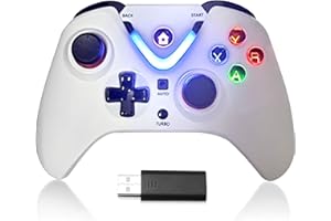 RALAN Controlador de Juegos inalámbrico con iluminación LED Compatible con Xbox One S/X, Xbox Series S/X, Gamepad de Juegos de PC, Joypad Remoto con Adaptador inalámbrico de 2.4G,Rechargeable Battery