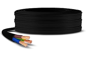 Primes DIY 3 Core Round Black Flex Flexible Cable, stranded electrical copper wire, Insulated Flexible PVC Wire, Stranded Wire High Temperature Resistance, 3182Y BASEC Approved 2.5mm(1 Meter)