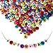 Produktbild Lnvision 1200 Stück Schwarz Brief Bunte Rund Acryl Alphabet Buchstaben Spacer Perlen 7x4mm Spacer Zwischenperlen Schmuck DIY Basteln A bis Z und Love Herz (Bunte)