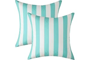 SK Studio 2 Stück Outdoor Kissen Wetterfest Wellen Gestreift Kissenbezug Sofakissen Dekorativ für Garten Sofa Wohnzimmer Bett Blau, 45x45cm