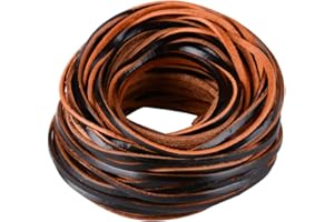 FLOFIA 20m Cordón de Cuero Plano 3mm Banda Cintas de Cuero Leather Cord Tira Cuero para Colgante Pulsera Collar Manualidades Fabricación de Bisutería Artesanía (3mm*20m)