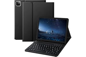 AMZCASE Coque Clavier pour iPad 10.9" Air 5e Gén 2022,Étui avec Pen Holder pour iPad Pro 11" 2022/2021/2020/2018,Housse iPad Air 4e Gén 2020 avec Magnétique Détachable Sans Fil Clavier AZERTY Français (Noir)