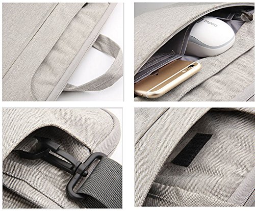 GADIEMENSS Water-resistant Laptop Shoulder Briefcase Bag Portable Computer case handbag 15 6  Gray