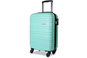 Luggage Depot 20 Inch Carry On Suitcase, 55x35x20cm Cabin Luggage, Features Security Lock, 4 Silent 360°Spinner Wheels, Adjustable Handle, Lightweight ABS, Ryanair Approved, Mint Green