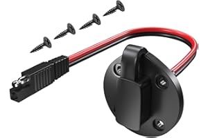 Cleqee SAE Power Socket Sidewall Port 1 Pack Weatherproof SAE Quick Connect Solar Panel Flush Mount Connector 2 Pin 12AWG with 4 Screws for Solar Generator Battery Charger