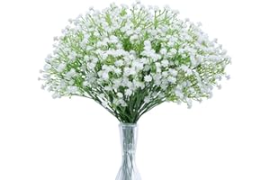 N&T NIETING Gypsophile Lot de 10 fleurs artificielles pour mariage, bouquets de mariée, bricolage et décoration (blanc)