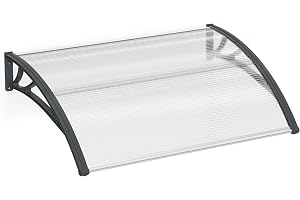 HENGMEI Skärmtak för ytterdörr entrétak 150 x 100 cm hopfällbart bågtak polykarbonat, PP-hållare för utomhusbruk solskydd reg