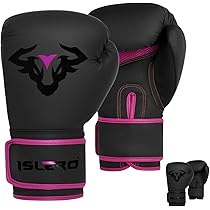 Guanti Da Boxe Per Bambini Islero - 4oz E 6oz, Nero E Rosa - Foto 4
