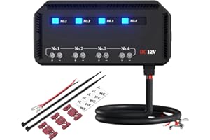 TAWVEML 4 Way Fuse Block 12V Waterproof Motorcycle Fuse Relay Box Kit Quick Wiring with LED Indicator Professional Automotive Fuse Box Holder Panel with 5A 3A 2A Fuses for Automotive Car Boat Marine Trike