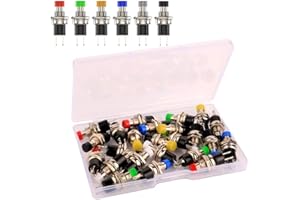 Gebildet 24pcs 7mm Momentané Mini Bouton Poussoir 3V-6V-12V-24V-230V/1A, Ouvert Normale SPST ON/OFF 2 Broches Rond Bouton pour Modèle Ferroviaire Hobby