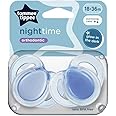 Tommee Tippee Night Time Soothers, Symmetrical Orthodontic Design, BPA-Free Silicone Baglet, Includes Steriliser Box, 18-36m, Pack of 2, Star