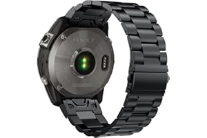 YOOSIDE Bransoletka ze stali nierdzewnej do zegarka Garmin Fenix 8 / EPIX Pro/Approach S70 (47 mm), Quick Fit, zapasowy pasek do zegarka Fenix 7/6/5 (czarny)