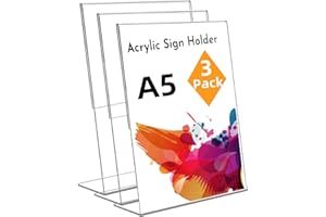 Changxin A5 Acryl Schilderhalter, 3 Stück Transparenter Aufsteller L Form Ständer Tischaufsteller für Empfang, Büro, Geschäft, Restaurant, Hotel