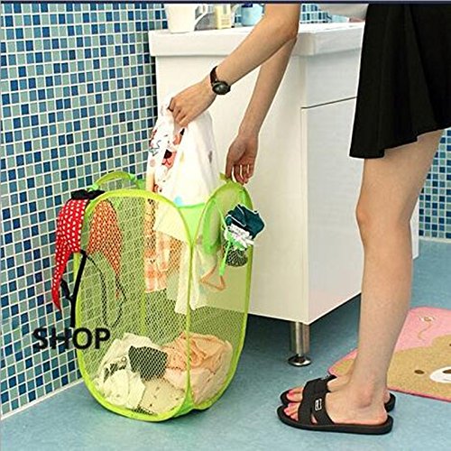 triecoworld faltbar Pop Up Mesh-Wäschekorb Korb Tasche Bin behindern Spielzeug ordentliche Aufbewahrung grün - 6