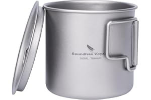 Boundless Voyage Tasse de camping en titane à une seule couche, tasse à thé, café ultra légère et portable, 220 ml, 350 ml, 500 ml (Ti3058D-350 ml)