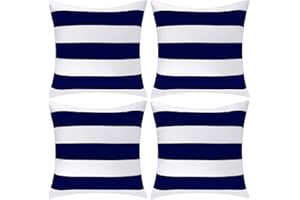 ANECO Pack of 4 Waterproof Pillow Covers Outdoor Throw Pillowcases Square Garden Cushion Case for Home, Garden, Patio,Navy Blue,18 x 18 Inches
