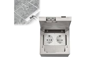 OUGPIU Prise de Sol Encastrée Invisible,16A AC250V 4000W Prise en acier inoxydable,Kit de Prises de Sol avec Deux Prises Standard de l'UE - Prise Électrique au Sol pour la Maison