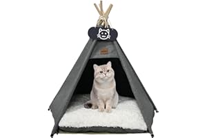 Whiwhi Namiot dla psów tipi ze zwierzętami domowymi z grubą poduszką legowisko dla kota/psa, zdejmowany i nadający się do prania, domek dla szczeniaków, domek do zabawy dla kotów, 40 x 40 x 50 cm