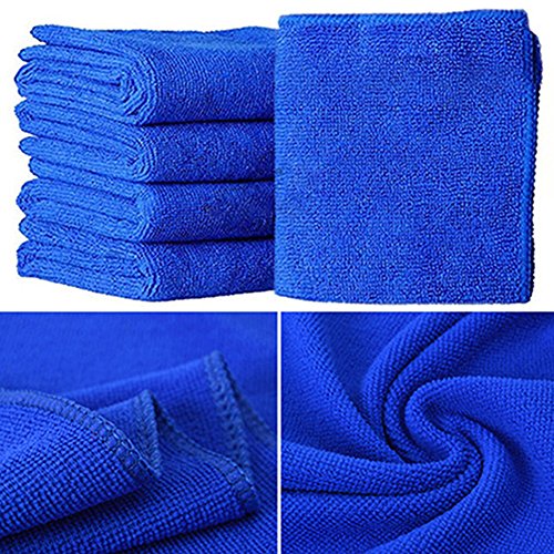 Preisvergleich Produktbild KFZ-Reinigungstuch, Mikrofasertuch, weiche Waschlappen zum Reinigen, Polieren, Wachsen, Trocknen, Entstauben, besonders saugfähig, besonders plüschig und dick, 25 cm x 25 cm, 5 Stück blau