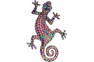 POHOVE Metal Gecko Decoración de pared Brillante Gecko Jardín Ornamento Lagarto Arte Decoración de Pared Escultura Gecko para colgar en la pared Decoración Hogar Jardín Accesorios (1)
