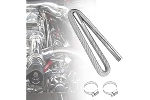 RECHCIGA Manguera Tubo de Escape Tubo de Escape de 120cm Escape Flexible de Acero Inoxidable 25mm Tubo de Escape del Coche con 2 Abrazaderas de Acero Inoxidable para Calefacción Diésel