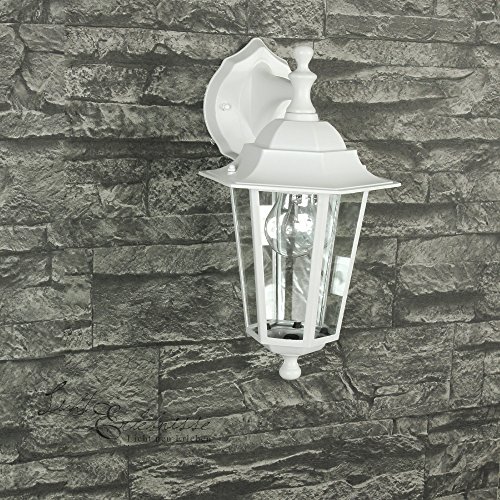 Außenlampe Wandleuchte „Paris“ in matt-weiß/grau / hängend mit E27-Fassung bis 60W 230V / Beleuchtung für Hof und Garten - 2
