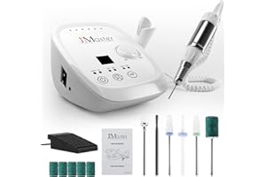 Fresa per Unghie, JCMASTER Professionale Manicure e Pedicure Kit con Pedale, 35000 RPM, 6 Fresa Punte, Lima Elettrica per Unghie Gel, per Studio Estetiste Casa Regali (bianco)