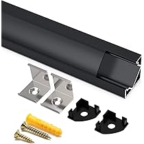 Profilo LED Angolare 45° - 6 Metri Con Copertura Nera Per Luci A Striscia, Effetto Neon - Foto 4