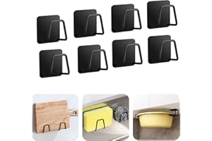 YVCVQKUC Porta spugna da cucina da 8 pezzi, porta spugna per lavello in acciaio inossidabile, porta spugna da cucina sospeso, accessori per lavello autoadesivi, ganci adesivi cucina