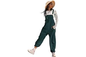YESNO Women's Casual Corduroy Overalls Adjustable Straps Loose Sleeveless Harem Bib Jumpsuits for Women with Pockets PCLUK