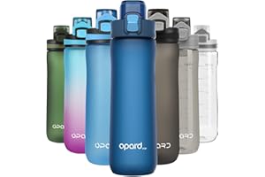 Opard 600ml Plastic Water Bottle Dishwasher Safe, Leakproof Flip-Top Lid, BPA Free Tritan, Wide Mouth Reusable Kids Water Bottle for School Hiking Commuting Outdoor Travel and Gym