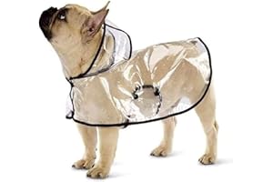 Ducomi Dogalize Dog Raincoat with Hood made of Transparent Nylon - Light Breathable 100% Waterproof Rain Jacket for Small and Medium Breed Dogs - Rain Coat Poncho Cape (Black, XS)