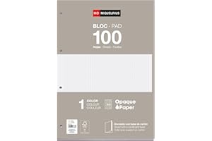 Miquelrius Blok do uzupełniania arkuszy A4, w kratkę, 5 x 5 mm, 100 arkuszy 90 g/m², ze standardowymi perforacjami, do segregatora, do segregatora szkolnego, kolor szary