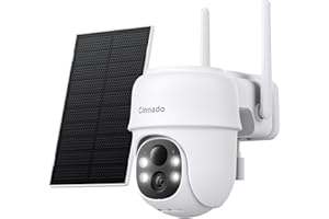 Cinnado Solar Security Camera Outdoor Wireless 2K CCTV Camera Systems House Security, Solar Battery Powered, PIR Detection, 360° Color Night Vision, Siren