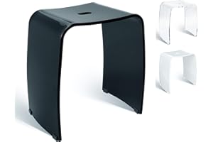 ‎LIBARO Libaro Badhocker Meran – Schwarzer Acryl Duschhocker mit Griff, ergonomischer Sitzfläche, rutschsicheren Gummifüßen & zeitlosem Design (bis 180 kg belastbar)