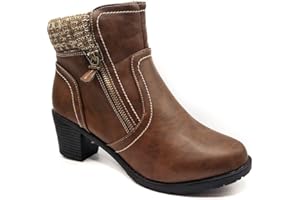 MBN Ladies Chelsea Boots Heel Zip Up Ladies Ankle Boots Womens Warm Winter Casual Shoes