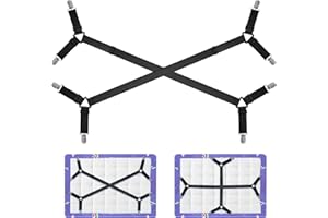 Bellanova 2 Pezzi Ferma Lenzuola, Bettlakenhalter, Elastici Ferma Lenzuola, Cinghie Regolabili per Lenzuoli con Clip Metallica Lenzuola, Divani (Nero)
