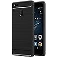 AICEK Cover Huawei P9 Lite, Nero Custodia P9 Lite Silicone Molle Black Cover per Huawei P9 Lite Soft TPU Case
