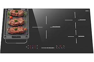 HOBSIR HOB Hobsir Piano Cottura Induzione 5 Fuochi, Piano Cottura a Induzione da incasso 90CM, Zona Flessibile per il Grill, Controllo a Cursore, Blocco di Sicurezza, Funzione Boost, 220V, senza Spina