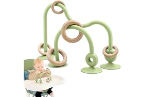 AiTuiTui Giocattolo Sensoriale in Silicone con Ventosa per Neonato 6-12 Mesi, Gioco Interattivo da Tavolo o Seggiolone per Bambini 7 8 9 10 Mesi, Giocattolo Educativo per con Anello di Legno (verde)