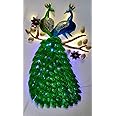 Vfrills Metal Double Couple Peacock Wall Art Decor on Tree Branch with LED (5 feet (28 * 60 inches))
