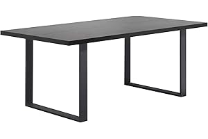 MOG CASA Mesa de Comedor Macon 160x90 cm Mesa de Cocina, Madera y Patas en Metal (Negro + Negro)