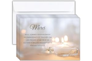 ROXISHA Lot de 75 Cartes + 75 Enveloppe Blanches - Cartes Remerciement Deuil - Condoléances Décès Obsèques ou Enterrement - Papier Mat de Qualité Format Carte Postale (14,8 X 10,5 cm) - Design Sobre & Élégant