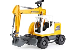 Lena- Liebherr Worxx modèle A918 Compact Litronic, 48 cm, véhicule Jouet de Chantier pour Enfants à partir de 3 Ans, Pelleteuse Robuste avec Bras d'excavation Fonctionnel, 04611, Jaune