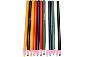 CYRANK 12pcs China Markers 6 Colors, Pull String Grease Pencil Wax Pencil Free Cutting for Marking Smooth Surfaces