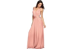 VEMOW Vestidos Largos Sexy Convertible Multidireccional para Mujer con Hombros Descubiertos, Largo hasta El Suelo para Cóctel Boda Dama De Honor para Baile De Graduación, 32 Formas de Lleva